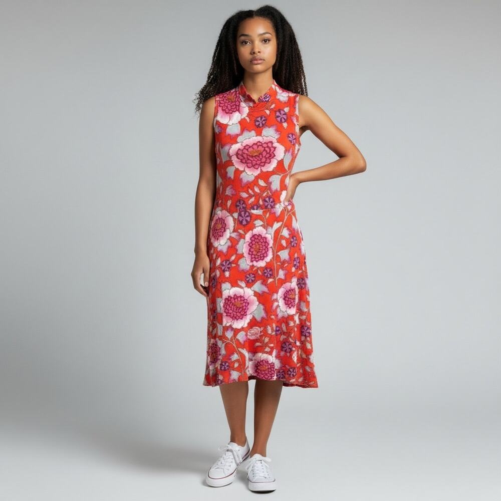 Maeve Anthropologie Cleary Floral Mock Neck Midi Dress Size Small
